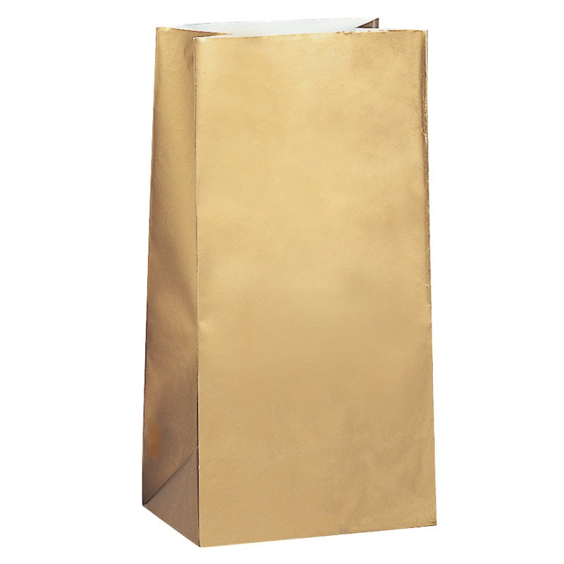 BAG PAPER 12PCS GOLD METALLIC