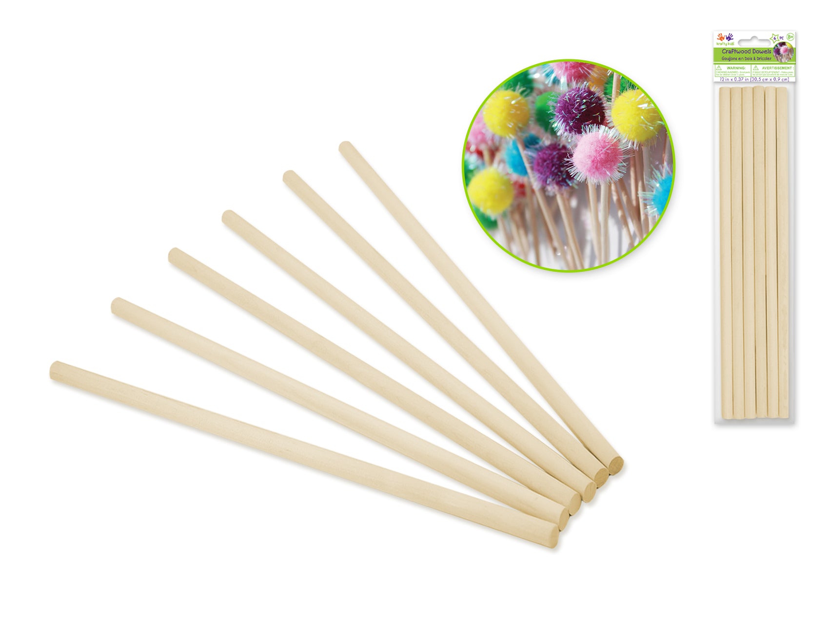 CRAFT WOOD 3/8X12IN DOWEL 6PCS