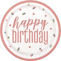 PLATE 9IN ROSE GOLD BDAY