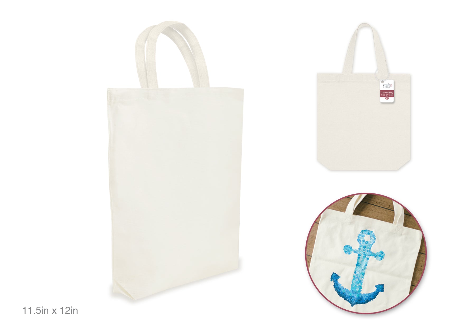 BAG CANVAS 11.5X12.375X2.5IN