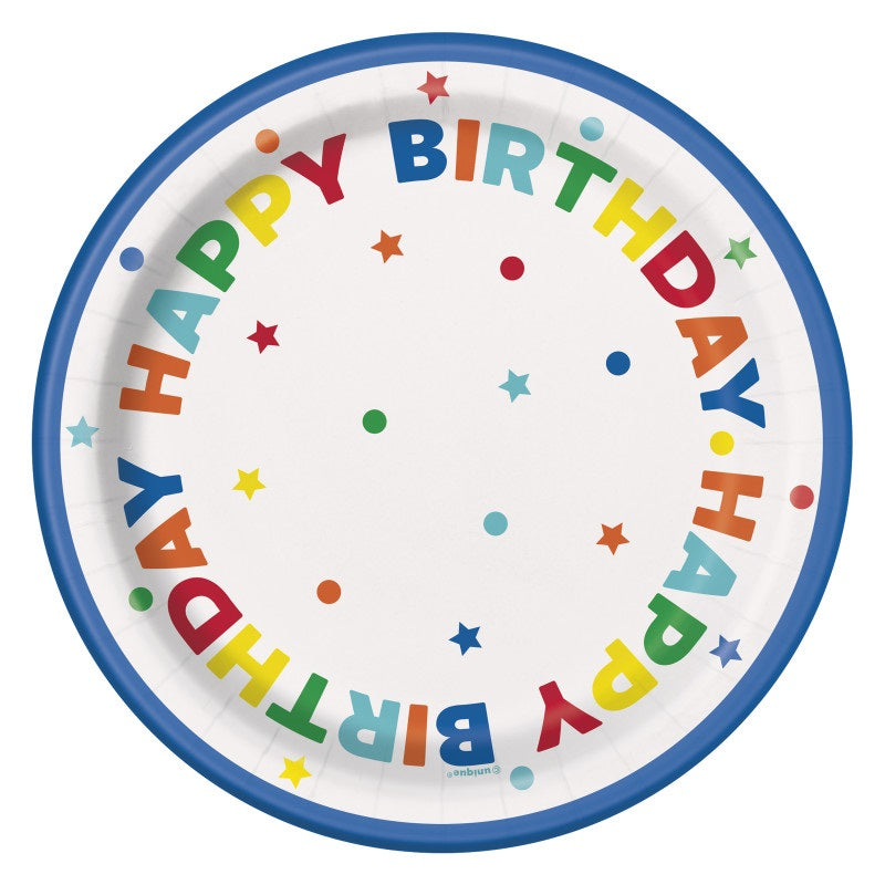 PLATE 7IN DOT/STAR BDAY