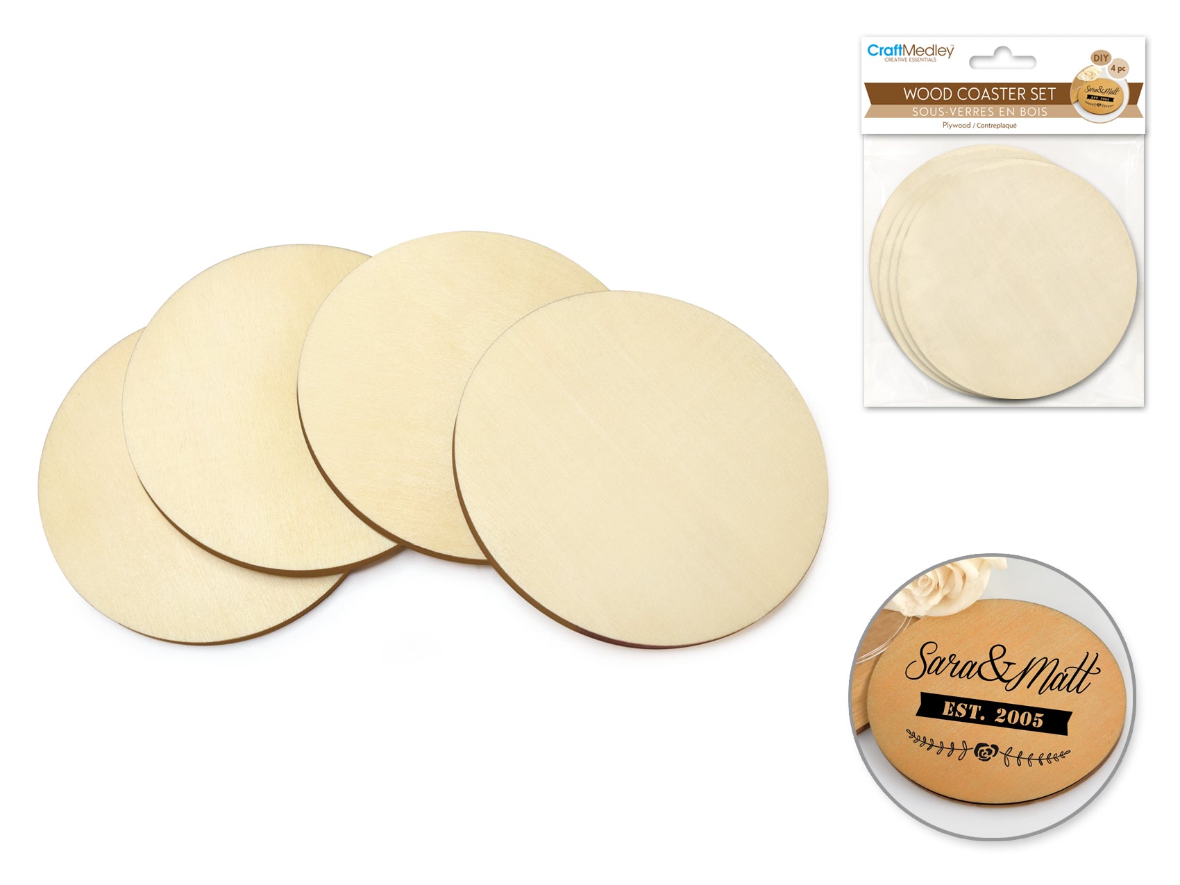 COASTER DIY 9.5CM 4PC ROUND