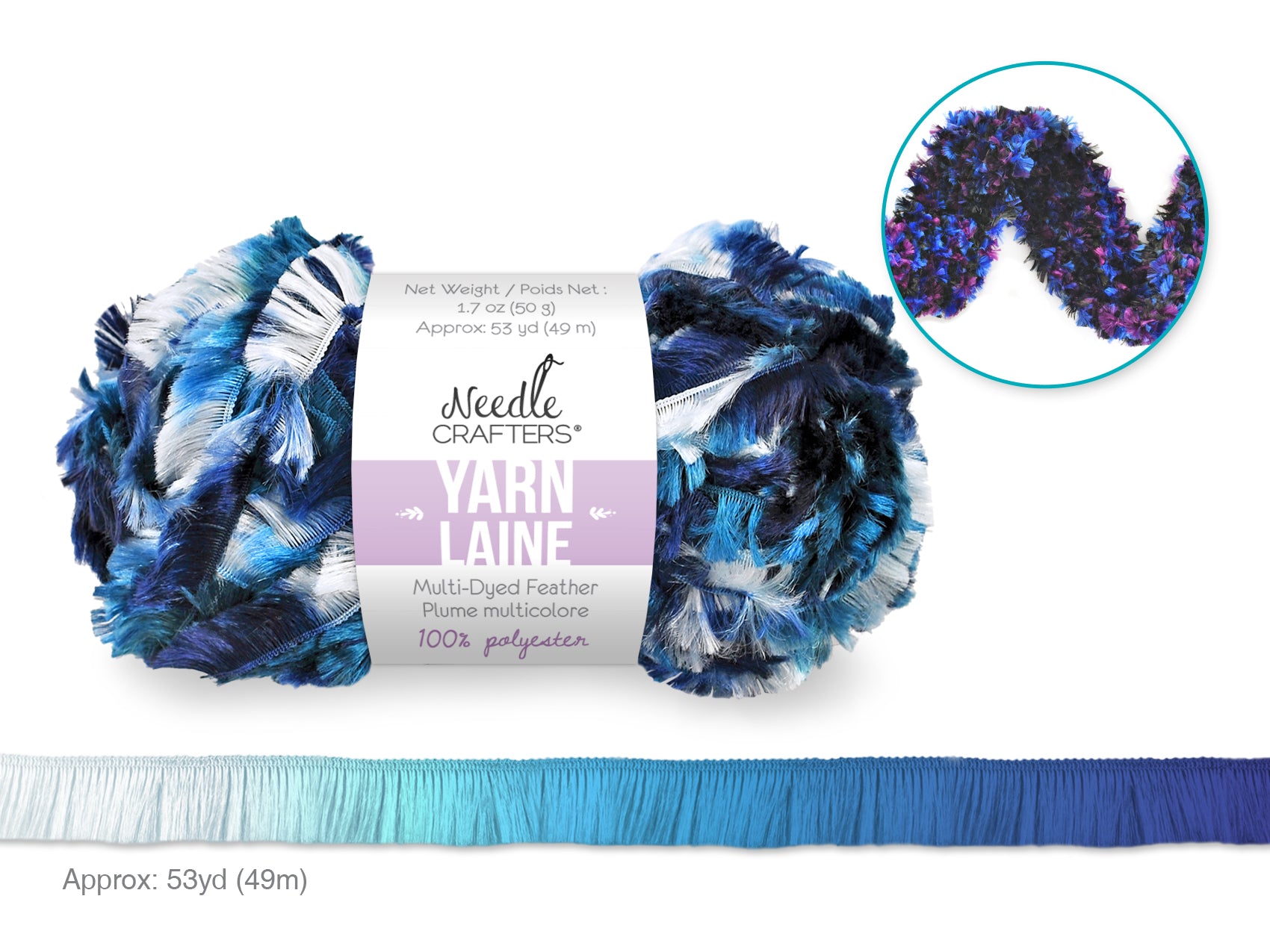 YARN FEATHER MULTIDYE BLUE VEL