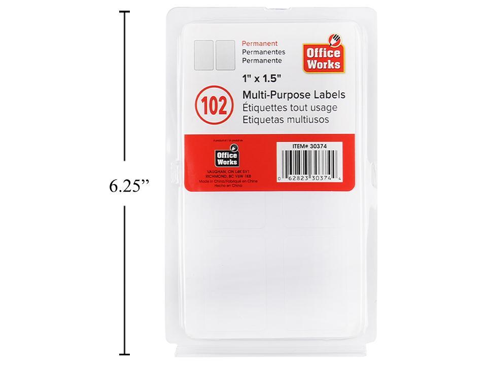 LABEL WHITE 1X1.5IN 102PC