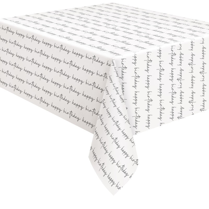 TABLECLOTH 54X84 SCRIPT BDAY