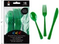 CUTLERY PLASTIC 18PC DK GREEN