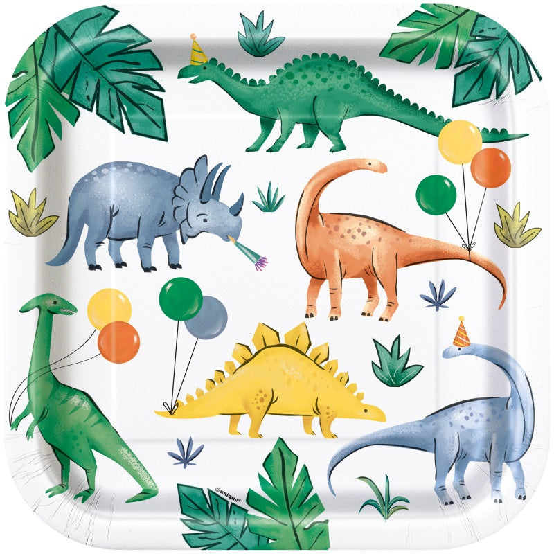PLATE 9IN SQ PARTY DINO