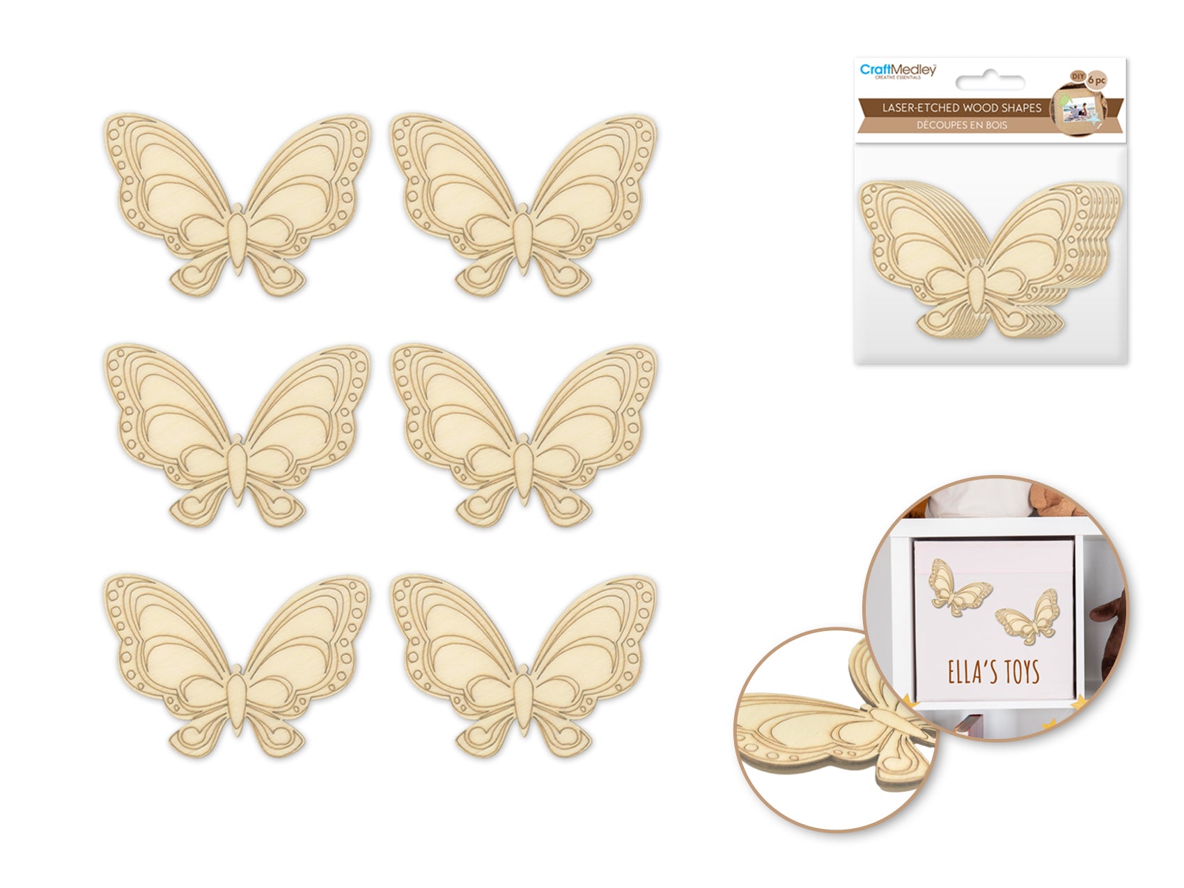 CRAFT WOOD SHAPE BUTTERFLY