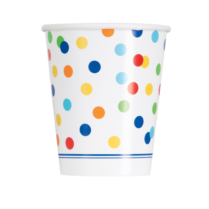 CUP PAPER 9OZX8 RAINBOW DOT