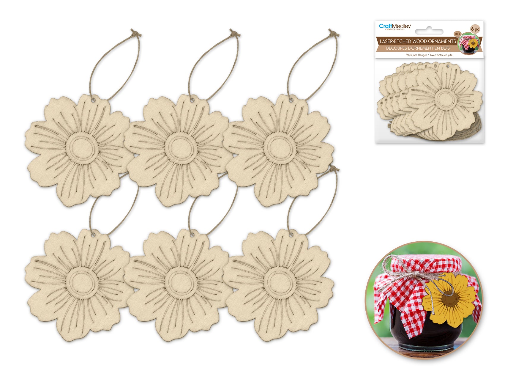 CRAFT WOOD SHAPE 6PC PANSY