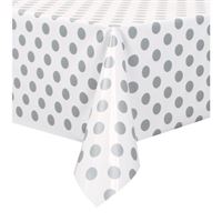 TABLECLOTH 54X108 DOTS SILVE