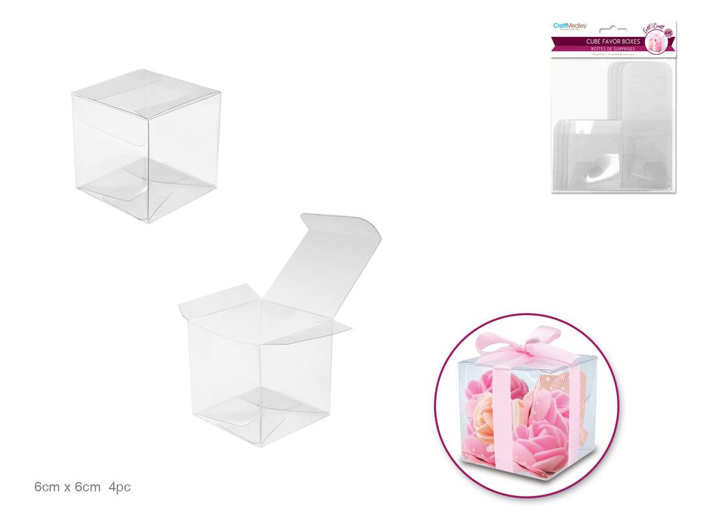 BOX CUBE FAVOR CLEAR 4PC