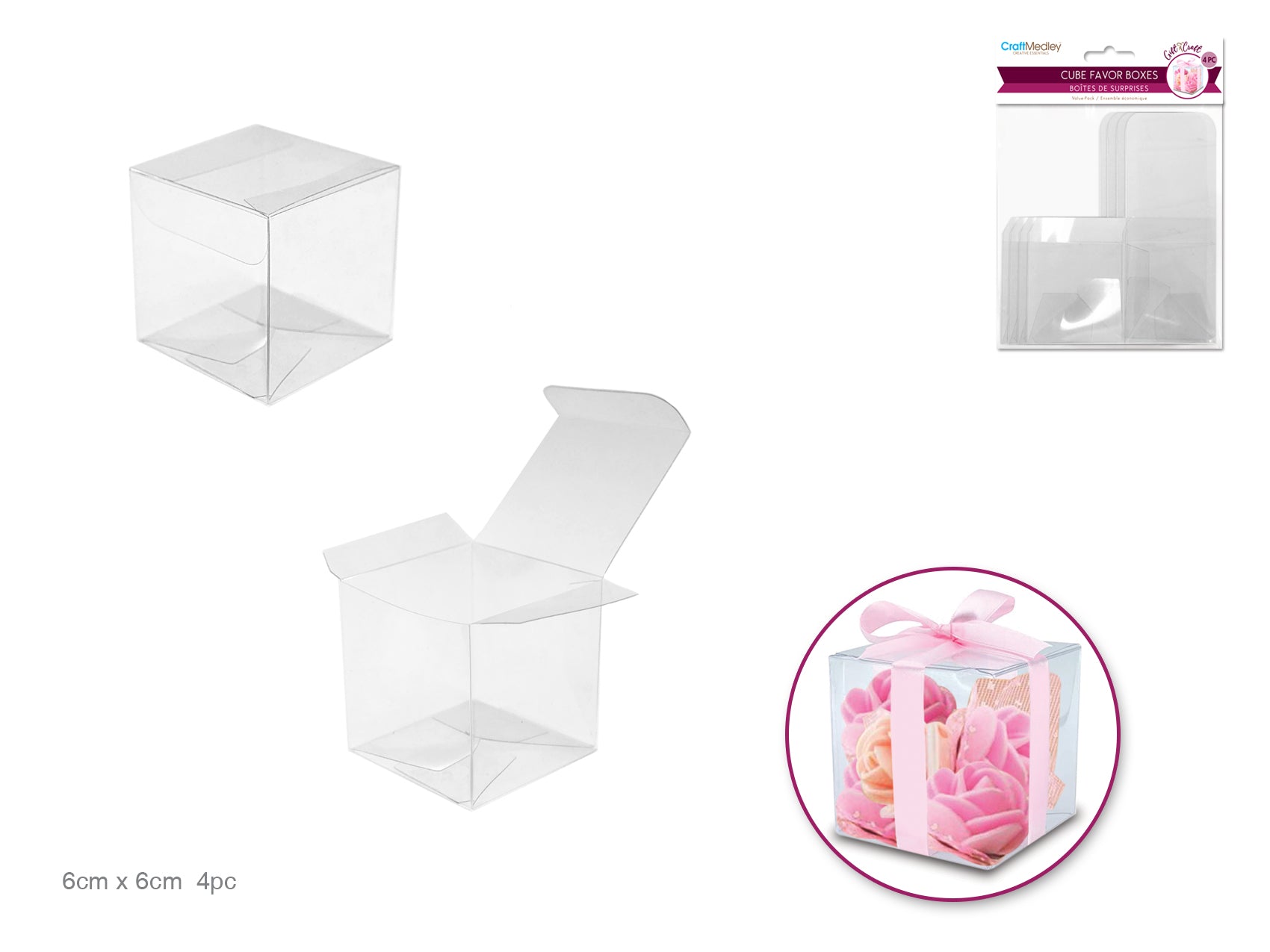 BOX CUBE FAVOR CLEAR 4PC