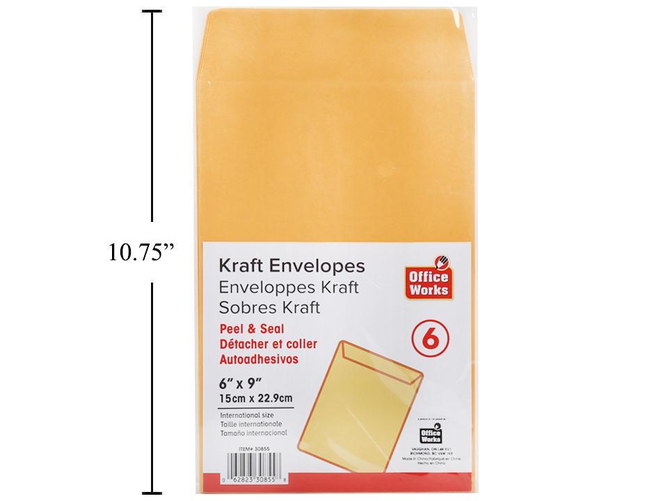 ENVELOPE BROWN 6X9 KRAFT 6PC