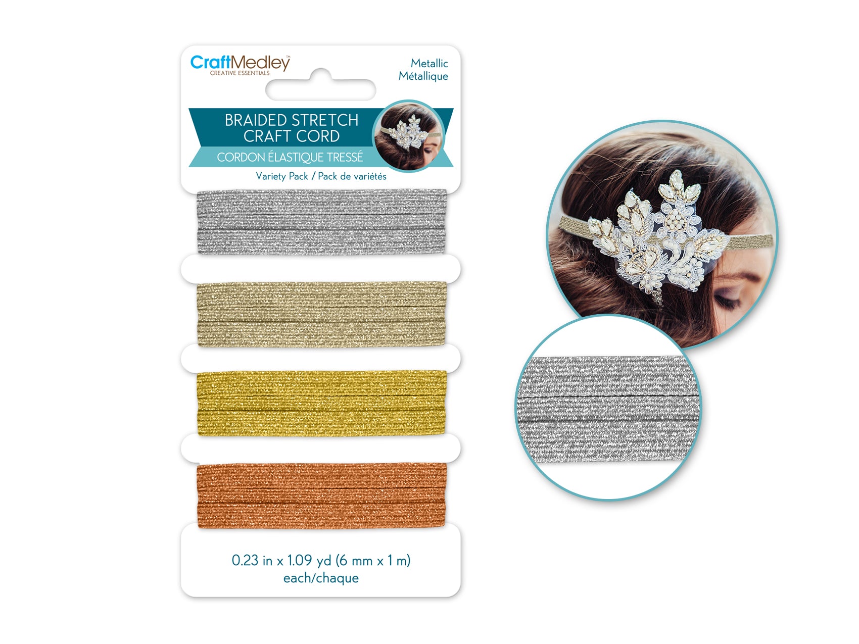 ELASTIC BRAIDED 4X1M METALLIC