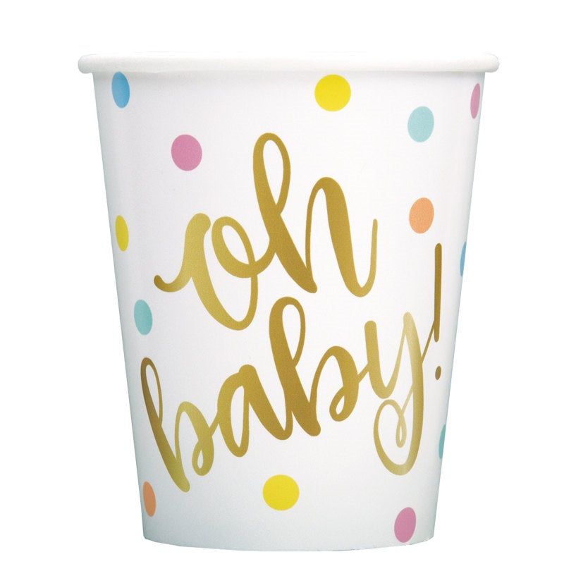 CUP PAPER 9OZX8 OH BABY GOLD